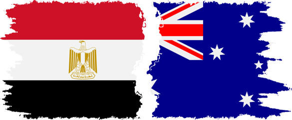 Naklejka premium Australia and Egypt grunge flags connection vector