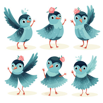 Funny Bird Ballet Clipart isolated on white background