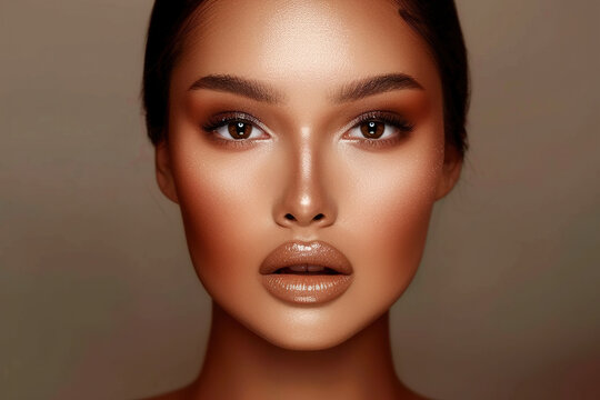 Young woman with beautiful makeup. Contour and highlight makeup