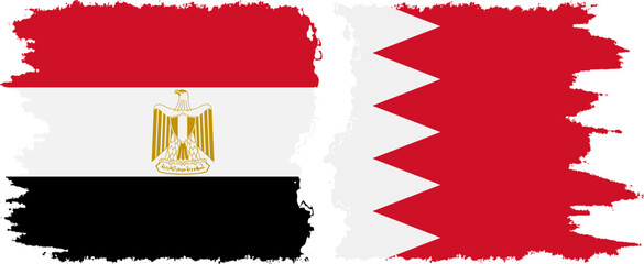 Bahrain and Egypt grunge flags connection vector