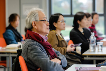 Fototapeta premium Attentive participants at an educational seminar