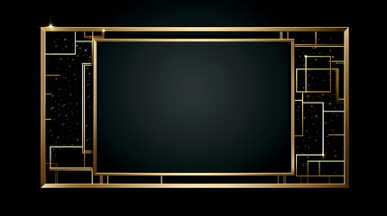 Radiant gold glitter frame on black background