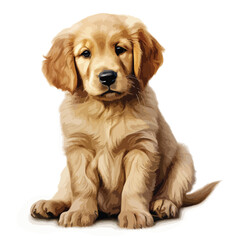 Golden Retriever Puppy Clipart isolated on white background 