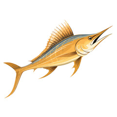 Golden Swordfish Clipart Clipart isolated on white background