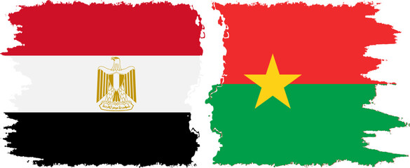 Burkina Faso and Egypt grunge flags connection vector