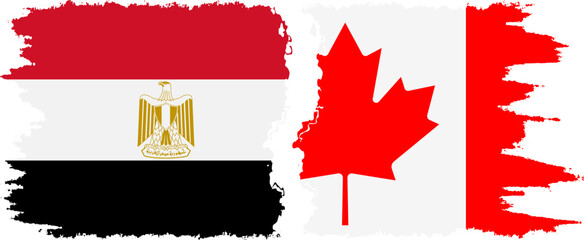 Canada and Egypt grunge flags connection vector