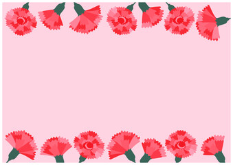 カーネーションの母の日背景フレーム3桜色