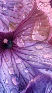 Close-Up of Dew Drops on Delicate Pink Petals