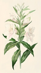 Fototapeta premium Classic Botanical Illustration of Delicate Pink Flowers