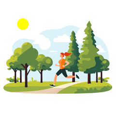 Obraz premium vector flat jogging in the park