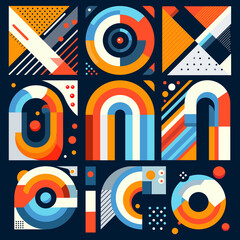 Vibrant abstract typography, modern design, ideal for branding and wallpapers, featuring bold colors and patterns.
