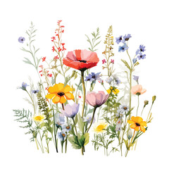 Wildflower Meadow Clipart Clipart isolated on white background 