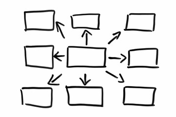 A drawn empty diagram with arrows on a white background.