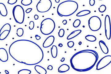 Abstract texture of different sizes of circles and ovals drawn with a marker.