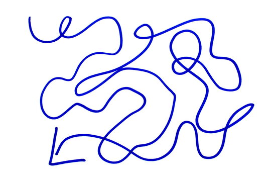Blue scribbles on white isolated background.