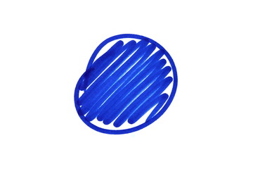 A circle drawn with a blue marker on a white background.