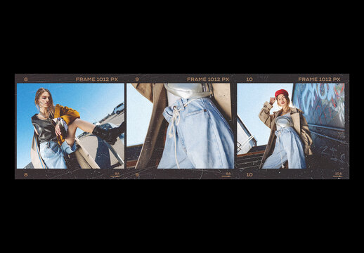 Analog Film Frame Photo Effect Mockup Template Retro Texture Vintage