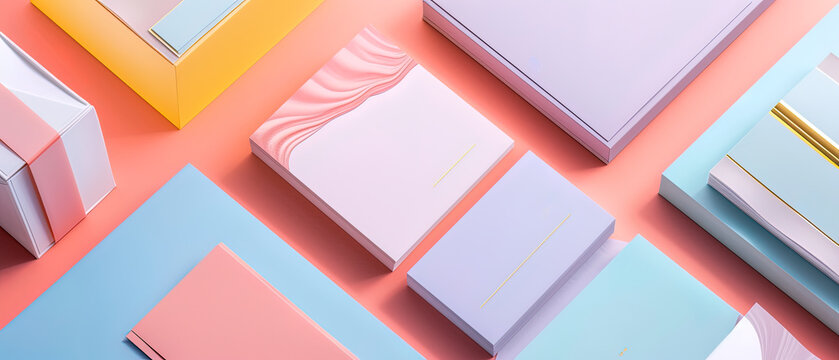A colorful assortment of notebooks and boxes