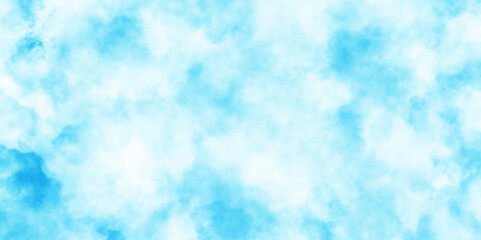 Panorama of blue sky and white cloud nature background. horizon spring morning sky with clouds background. hand painted watercolor shades sky clouds.