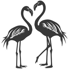 Fototapeta premium Silhouette Flamingo Birds black color only full body