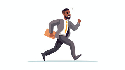 African American Manager With Briefcase Running 