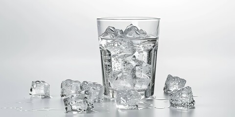 Different shapes of ice, cubed ice, glass, frozen water, lake, cracks in the ice, background, wallpaper.