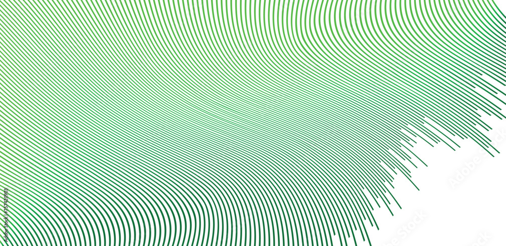 Wall mural Green line wave and white background