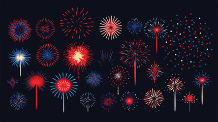 American fireworks isolated icon flat vector 