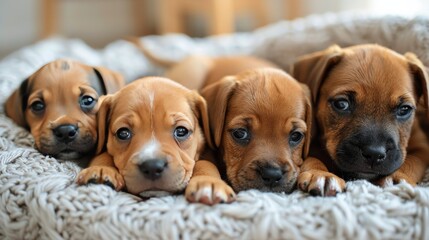 Three Puppies Sitting Together