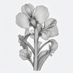 A Iris tattoo traditional old school bold line on white background