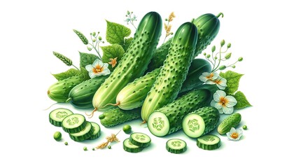 Watercolor painting of Cucumbers