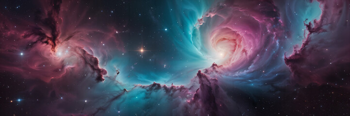 Nebula and galaxies in space. Abstract cosmos wallpaper background - obrazy, fototapety, plakaty