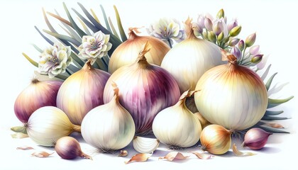 Watercolor painting of Onions