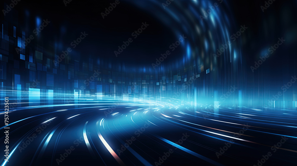 Poster vibrant abstract background with glowing neon lines and futuristic design.