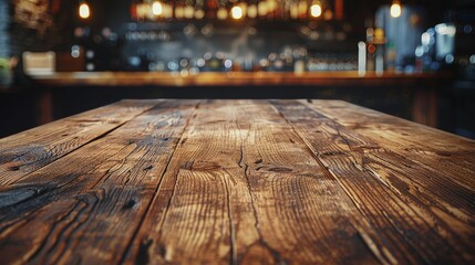 Wooden Table Top in Front of Bar
