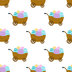 easter eggs seamless pattern, flat style - 757424182