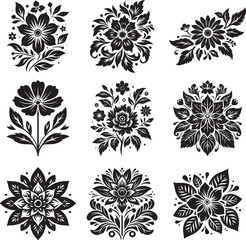 Flower silhouette vector illustration bundle