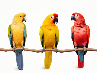 parrot collection set isolated on transparent background, transparency image, removed background