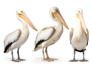 Fototapeta na wymiar Pelican collection set isolated on transparent background, transparency image, removed background