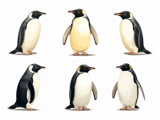 Fototapeta premium penguin collection set isolated on transparent background, transparency image, removed background