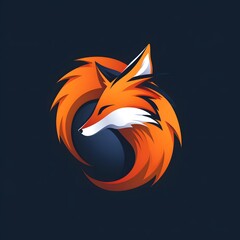 logo with a fox with closed eyes, the fox is curled up with a long tail and is positioned in the center of the image
