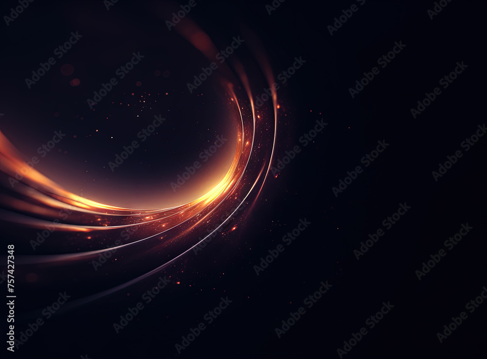 Poster Light flare in the dark space. Abstract background with shiny lens glare effect.
