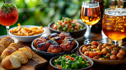 Captivating Close-Ups: Delectable Finger Foods and Refreshing Drinks at the Pub