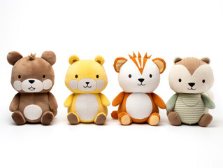 plushie collection set isolated on transparent background, transparency image, removed background
