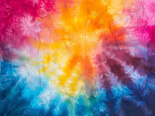 Fototapeta na wymiar Tie dye design using vibrant colors on cotton fabric