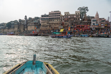 Fototapeta na wymiar Riverfront landscape of Varanasi, India