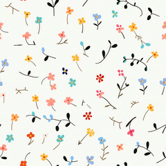 Seamless pattern of minimal tiny colorful flower for art and craft design