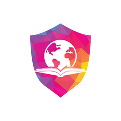 Book education logo icon vector. Education globe logo. Globe with book icon design.