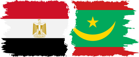 Mauritania and Egypt grunge flags connection vector