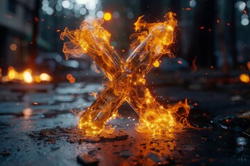 Evil disease atom molecule in the shape of the letter X in Marvel style - obrazy, fototapety, plakaty